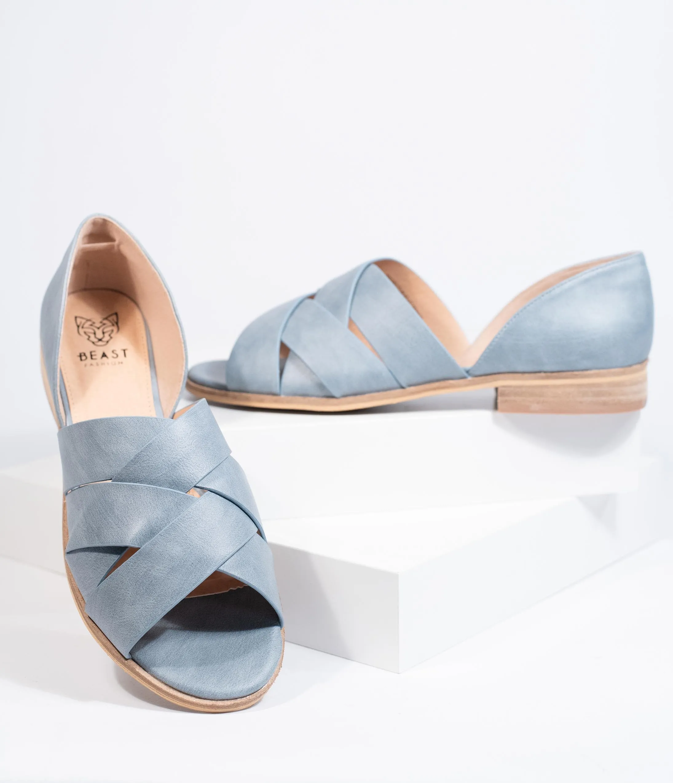 Grey Leatherette Woven Open Toe Sandals